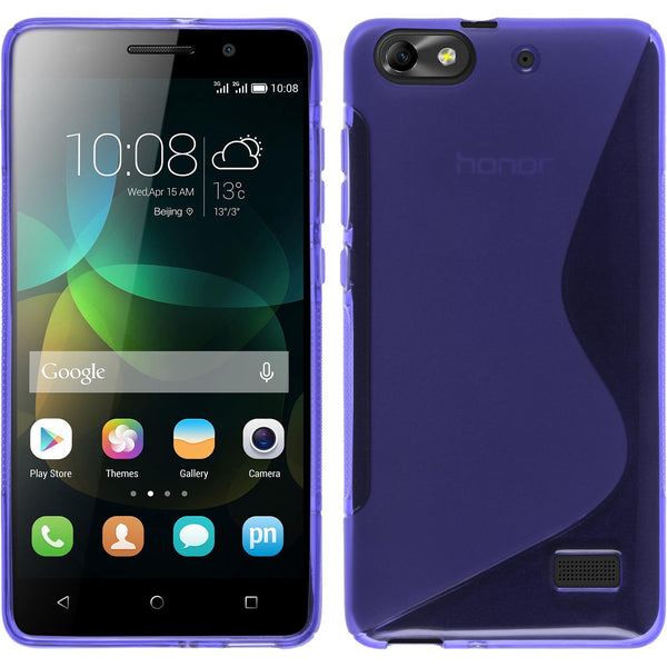 PhoneNatic Case kompatibel mit Huawei Honor 4c - lila Silikon Hülle S-Style + 2 Schutzfolien
