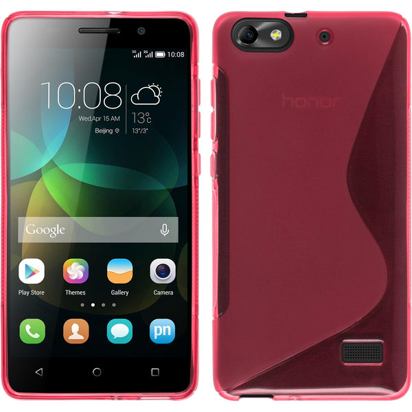 PhoneNatic Case kompatibel mit Huawei Honor 4c - pink Silikon Hülle S-Style + 2 Schutzfolien