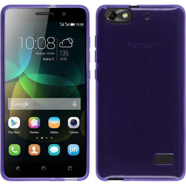 PhoneNatic Case kompatibel mit Huawei Honor 4c - lila Silikon Hülle transparent + 2 Schutzfolien
