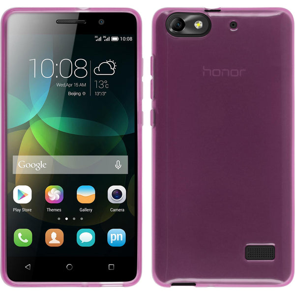 PhoneNatic Case kompatibel mit Huawei Honor 4c - rosa Silikon Hülle transparent + 2 Schutzfolien