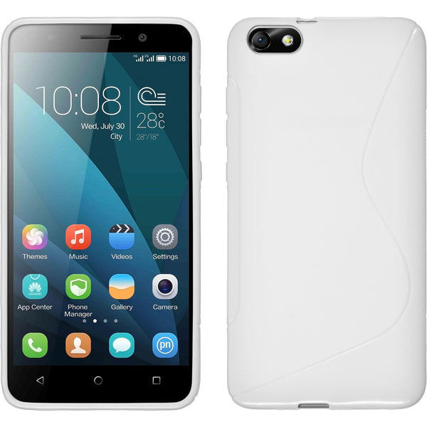 PhoneNatic Case kompatibel mit Huawei Honor 4x - weiß Silikon Hülle S-Style + 2 Schutzfolien