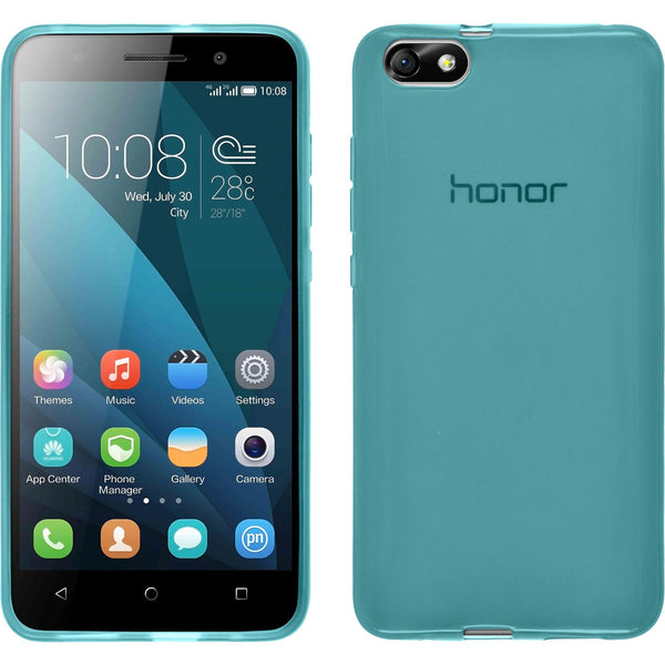 PhoneNatic Case kompatibel mit Huawei Honor 4x - türkis Silikon Hülle transparent + 2 Schutzfolien
