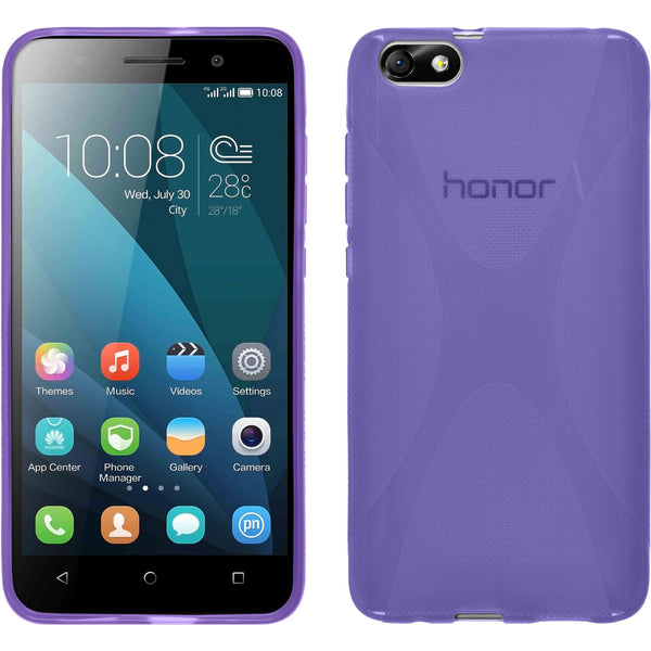 PhoneNatic Case kompatibel mit Huawei Honor 4x - lila Silikon Hülle X-Style + 2 Schutzfolien