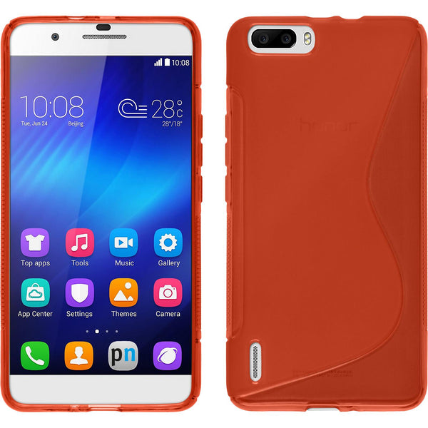 PhoneNatic Case kompatibel mit Huawei Honor 6 Plus - rot Silikon Hülle S-Style + 2 Schutzfolien