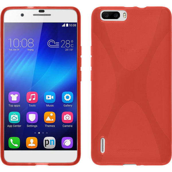 PhoneNatic Case kompatibel mit Huawei Honor 6 Plus - rot Silikon Hülle X-Style + 2 Schutzfolien