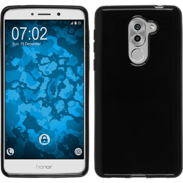 PhoneNatic Case kompatibel mit Huawei Honor 6x - schwarz Silikon Hülle  + 2 Schutzfolien
