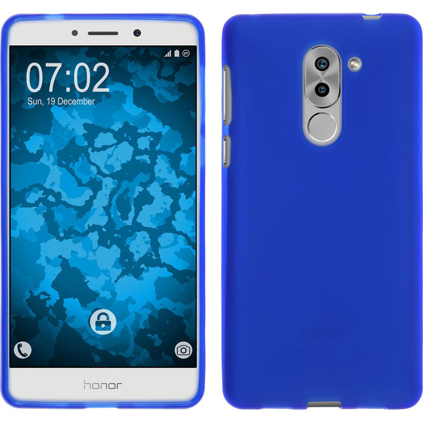 PhoneNatic Case kompatibel mit Huawei Honor 6x - blau Silikon Hülle matt + 2 Schutzfolien