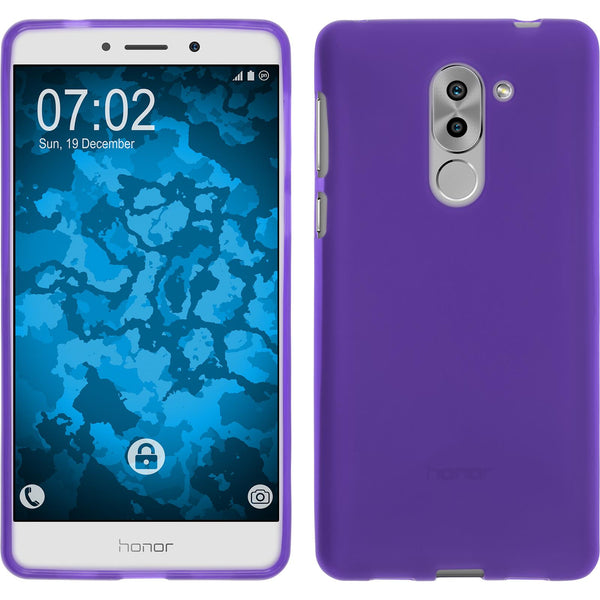 PhoneNatic Case kompatibel mit Huawei Honor 6x - lila Silikon Hülle matt + 2 Schutzfolien