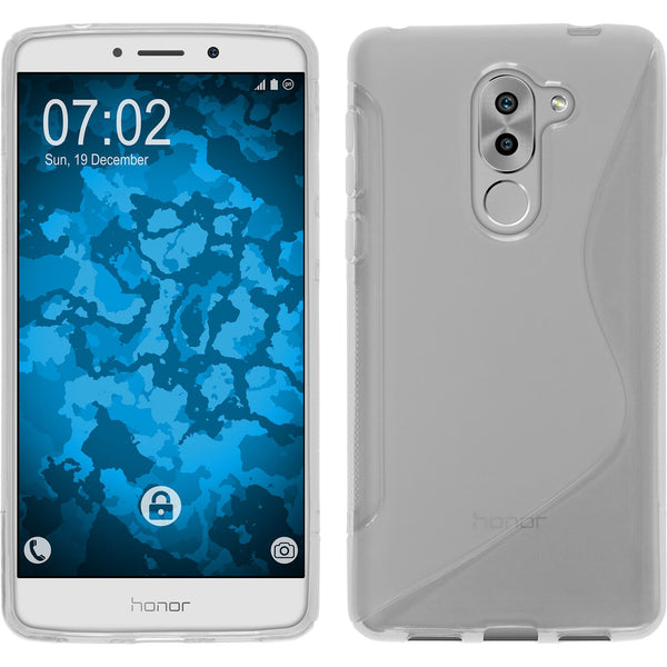 PhoneNatic Case kompatibel mit Huawei Honor 6x - clear Silikon Hülle S-Style + 2 Schutzfolien