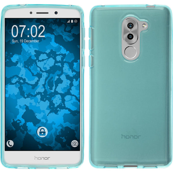 PhoneNatic Case kompatibel mit Huawei Honor 6x - türkis Silikon Hülle transparent + 2 Schutzfolien