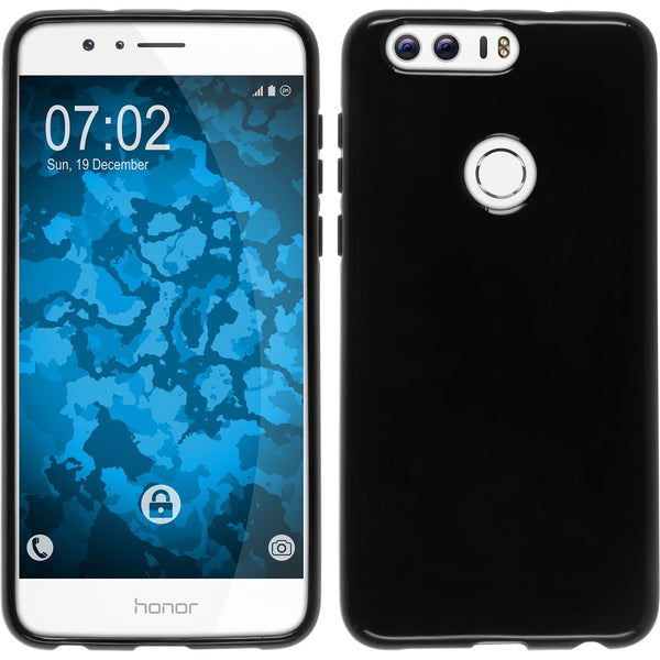 PhoneNatic Case kompatibel mit Huawei Honor 8 - schwarz Silikon Hülle  + 2 Schutzfolien