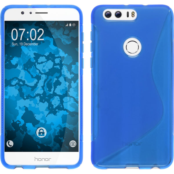 PhoneNatic Case kompatibel mit Huawei Honor 8 - blau Silikon Hülle S-Style + 2 Schutzfolien