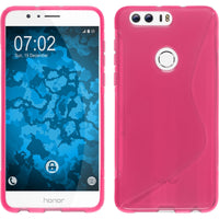 PhoneNatic Case kompatibel mit Huawei Honor 8 - pink Silikon Hülle S-Style + 2 Schutzfolien