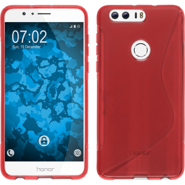 PhoneNatic Case kompatibel mit Huawei Honor 8 - rot Silikon Hülle S-Style + 2 Schutzfolien