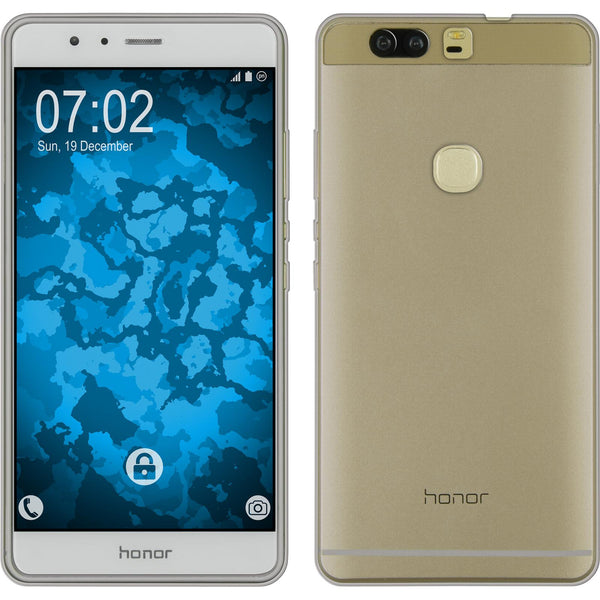 PhoneNatic Case kompatibel mit Huawei Honor V8 - grau Silikon Hülle Slimcase + 2 Schutzfolien