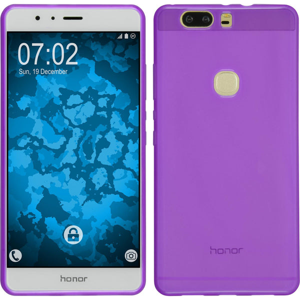 PhoneNatic Case kompatibel mit Huawei Honor V8 - lila Silikon Hülle transparent + 2 Schutzfolien