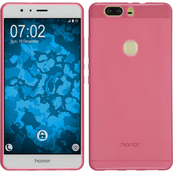 PhoneNatic Case kompatibel mit Huawei Honor V8 - rosa Silikon Hülle transparent + 2 Schutzfolien