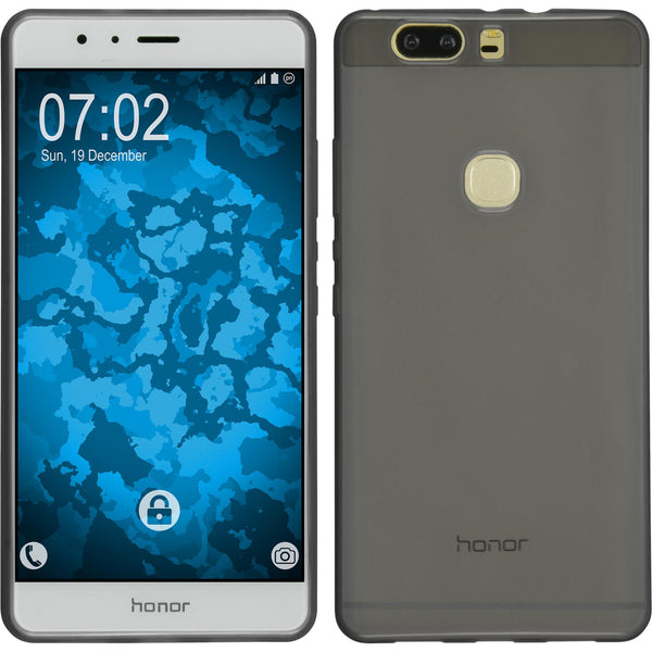 PhoneNatic Case kompatibel mit Huawei Honor V8 - schwarz Silikon Hülle transparent + 2 Schutzfolien