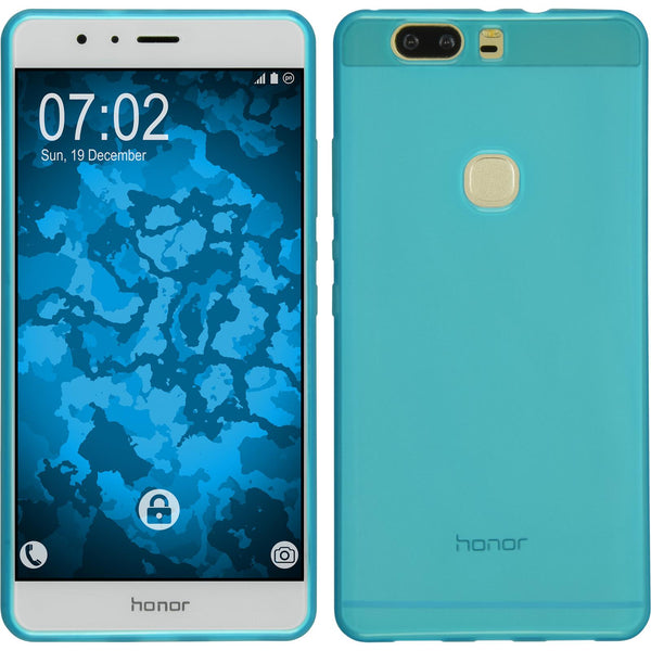 PhoneNatic Case kompatibel mit Huawei Honor V8 - türkis Silikon Hülle transparent + 2 Schutzfolien