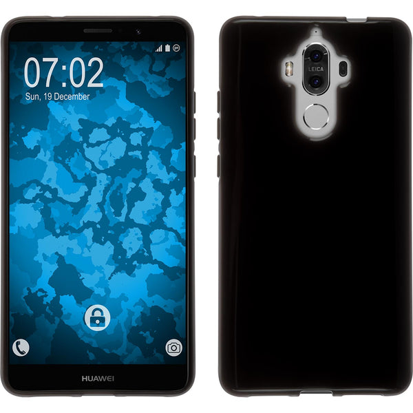 PhoneNatic Case kompatibel mit Huawei Mate 9 - schwarz Silikon Hülle  + 2 Schutzfolien