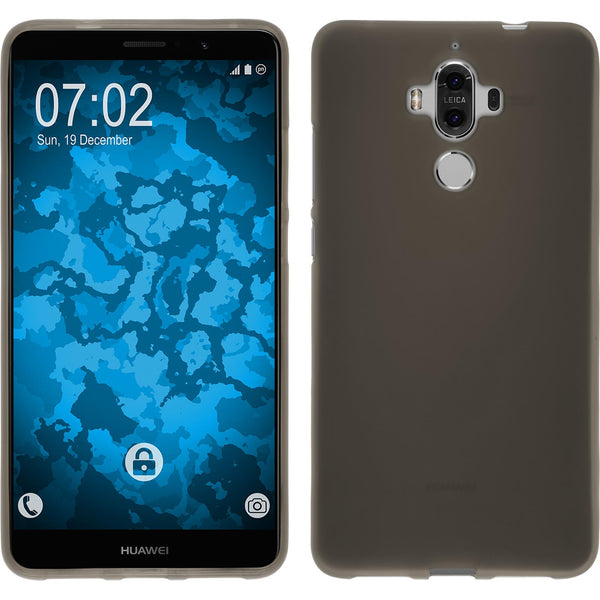 PhoneNatic Case kompatibel mit Huawei Mate 9 - grau Silikon Hülle matt + 2 Schutzfolien