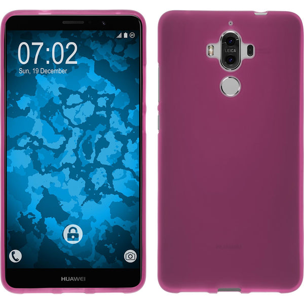 PhoneNatic Case kompatibel mit Huawei Mate 9 - pink Silikon Hülle matt + 2 Schutzfolien