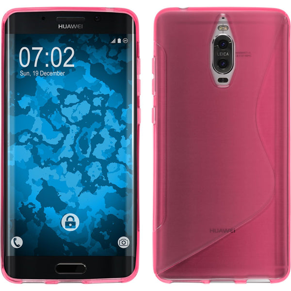 PhoneNatic Case kompatibel mit Huawei Mate 9 Pro - pink Silikon Hülle S-Style + 2 Schutzfolien