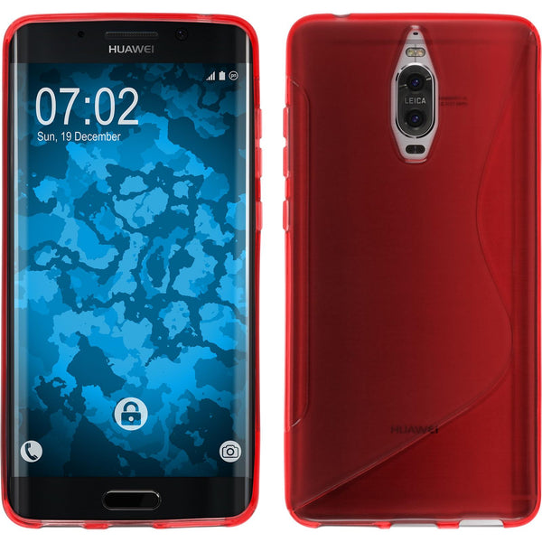 PhoneNatic Case kompatibel mit Huawei Mate 9 Pro - rot Silikon Hülle S-Style + 2 Schutzfolien