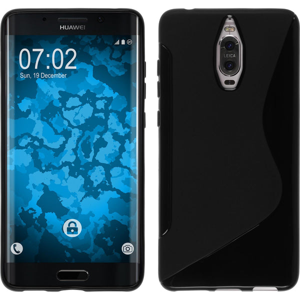 PhoneNatic Case kompatibel mit Huawei Mate 9 Pro - schwarz Silikon Hülle S-Style + 2 Schutzfolien