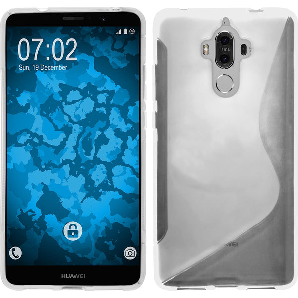 PhoneNatic Case kompatibel mit Huawei Mate 9 - clear Silikon Hülle S-Style + 2 Schutzfolien