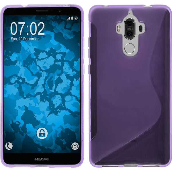 PhoneNatic Case kompatibel mit Huawei Mate 9 - lila Silikon Hülle S-Style + 2 Schutzfolien