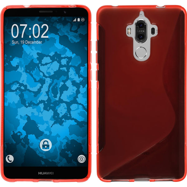 PhoneNatic Case kompatibel mit Huawei Mate 9 - rot Silikon Hülle S-Style + 2 Schutzfolien