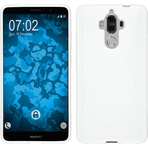 PhoneNatic Case kompatibel mit Huawei Mate 9 - weiß Silikon Hülle S-Style + 2 Schutzfolien