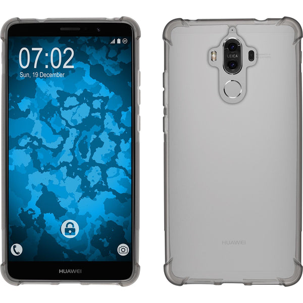 PhoneNatic Case kompatibel mit Huawei Mate 9 - grau Silikon Hülle ShockProof + 2 Schutzfolien