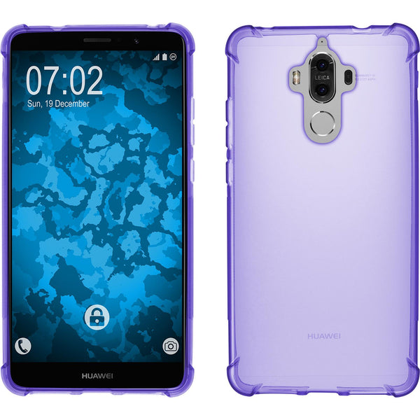 PhoneNatic Case kompatibel mit Huawei Mate 9 - lila Silikon Hülle ShockProof + 2 Schutzfolien