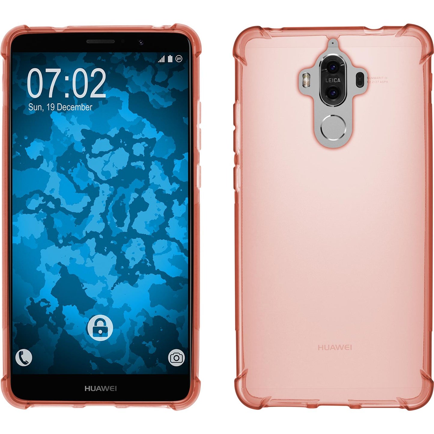 PhoneNatic Case kompatibel mit Huawei Mate 9 - orange Silikon Hülle ShockProof + 2 Schutzfolien