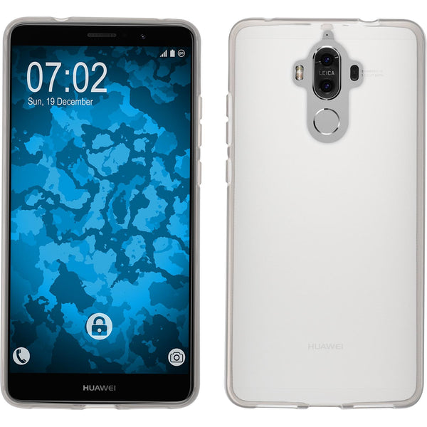 PhoneNatic Case kompatibel mit Huawei Mate 9 - Crystal Clear Silikon Hülle transparent + 2 Schutzfolien