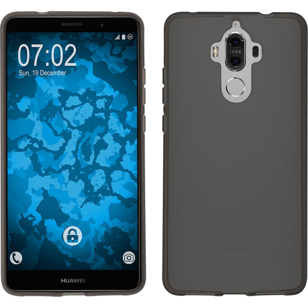 PhoneNatic Case kompatibel mit Huawei Mate 9 - grau Silikon Hülle transparent + 2 Schutzfolien