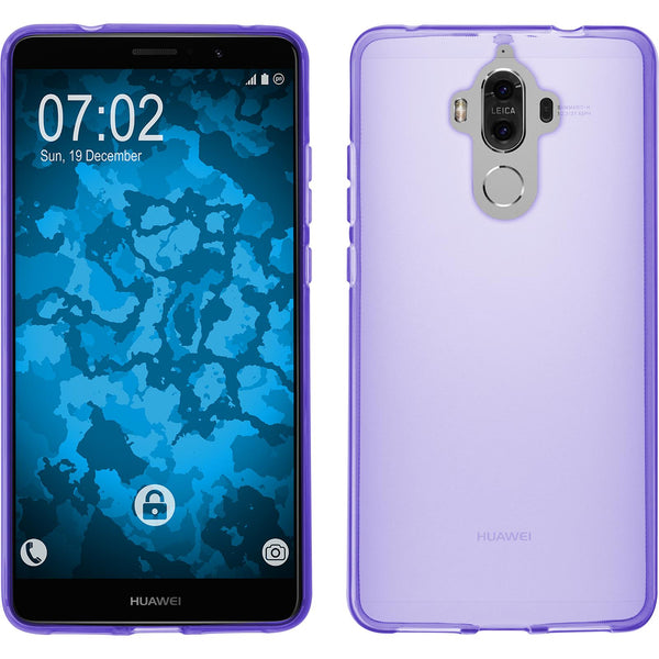 PhoneNatic Case kompatibel mit Huawei Mate 9 - lila Silikon Hülle transparent + 2 Schutzfolien
