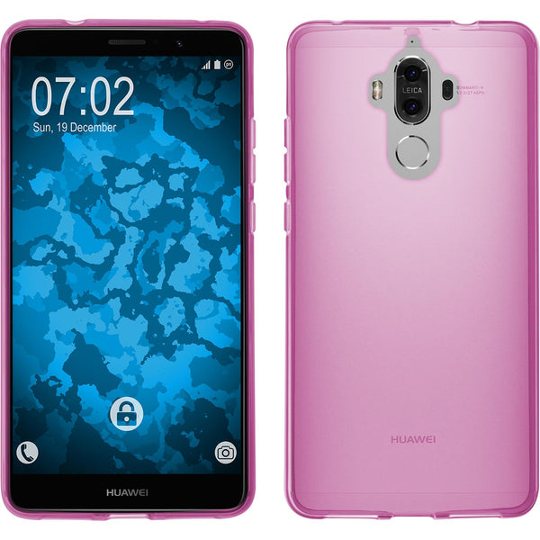 PhoneNatic Case kompatibel mit Huawei Mate 9 - rosa Silikon Hülle transparent + 2 Schutzfolien