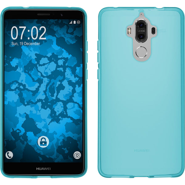 PhoneNatic Case kompatibel mit Huawei Mate 9 - türkis Silikon Hülle transparent + 2 Schutzfolien