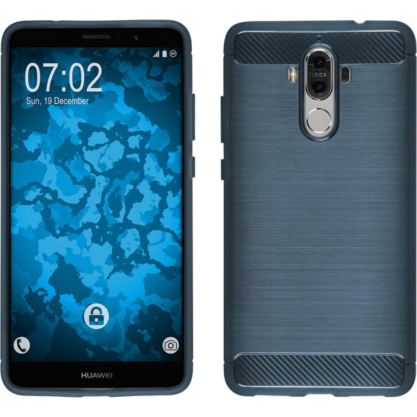 PhoneNatic Case kompatibel mit Huawei Mate 9 - blau Silikon Hülle Ultimate + 2 Schutzfolien