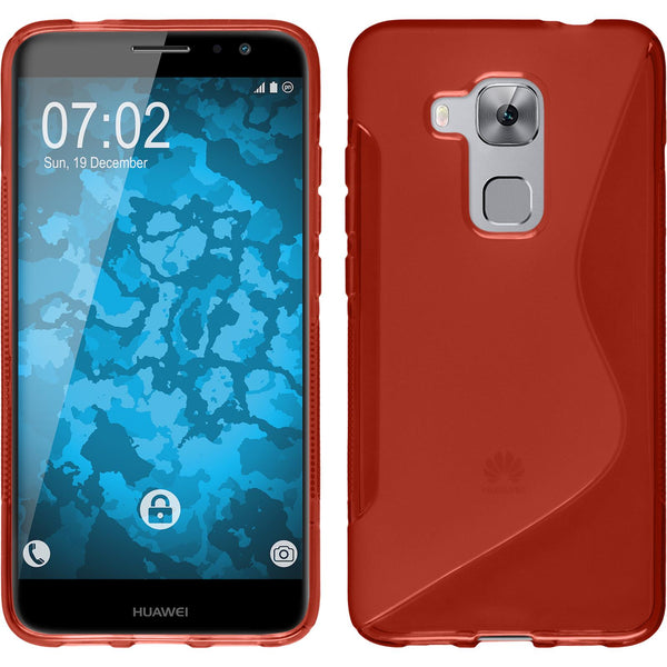 PhoneNatic Case kompatibel mit Huawei Nova Plus - rot Silikon Hülle S-Style + 2 Schutzfolien