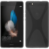 PhoneNatic Case kompatibel mit Huawei P8 Lite 2015 (1.Gen.) - grau Silikon Hülle X-Style + 2 Schutzfolien
