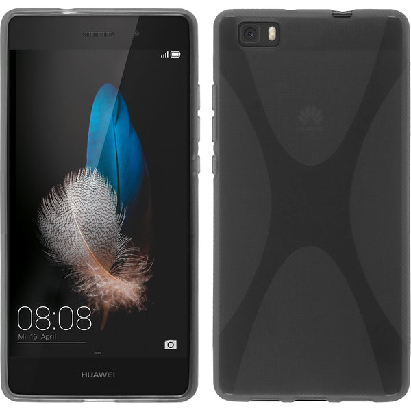 PhoneNatic Case kompatibel mit Huawei P8 Lite 2015 (1.Gen.) - grau Silikon Hülle X-Style + 2 Schutzfolien