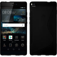 PhoneNatic Case kompatibel mit Huawei P8 - schwarz Silikon Hülle S-Style + 2 Schutzfolien