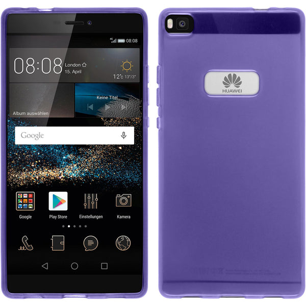 PhoneNatic Case kompatibel mit Huawei P8 - lila Silikon Hülle transparent + 2 Schutzfolien