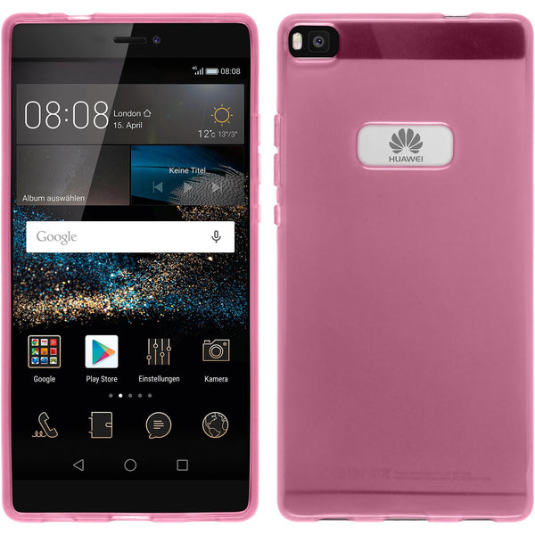 PhoneNatic Case kompatibel mit Huawei P8 - rosa Silikon Hülle transparent + 2 Schutzfolien