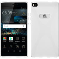 PhoneNatic Case kompatibel mit Huawei P8 - weiﬂ Silikon Hülle X-Style + 2 Schutzfolien