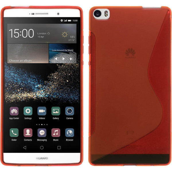 PhoneNatic Case kompatibel mit Huawei P8max - rot Silikon Hülle S-Style + 2 Schutzfolien